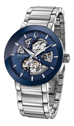 Relógio Bulova Masculino Automático 96a204 Esqueleto Azul