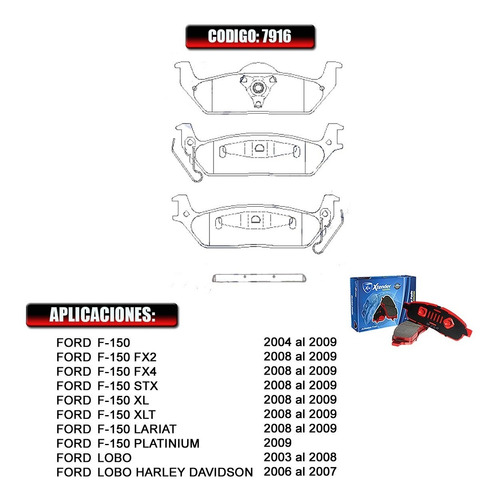 Pastilla Freno Trasera Ford Lobo Harley Davidson 2010  7916 Foto 2