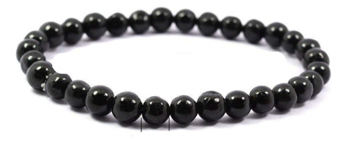 Pulsera Turmalina Negra Cuentas De 6 Mm. Protección