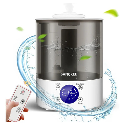 SANGKEE Humidificador de Aire Ultrasónico 2.8L, Súper Silencioso, Control Remoto, 3 Niveles de Niebla, Temporizador 8H para Dormitorio Seco | Meses sin interés