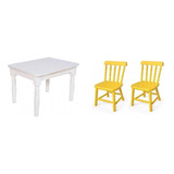 Conjunto Infantil Mesa 68x52cm Com 2 Cadeiras Madeira Wt