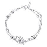 Pulsera De Plata De Doble Estrella Fina Pulseras De Mujer