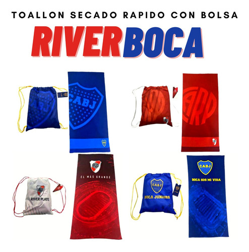 Toallon Secado Rapido River O Boca De Microfibra Con Mochila