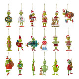 18 Piezas De Decoración Colgante For Árbol De Navidad Grinch