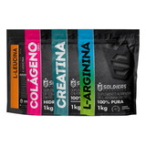 Kit: Arginina Leucina Creatina Colágeno 1kg 100% Puro Soldiers Nutrition