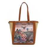 Bolsa Tote Nicole Lee Estampada De Tela Con Textura Ss24 Color Heaven On Earth