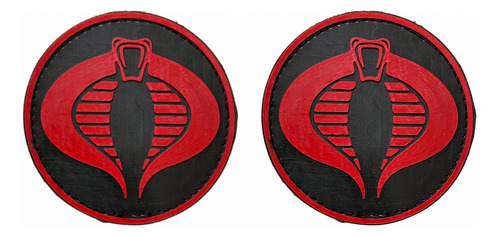 Parche Circular Táctico, Cobra Rojo. 2 Piezas. Pvc Y Velcro