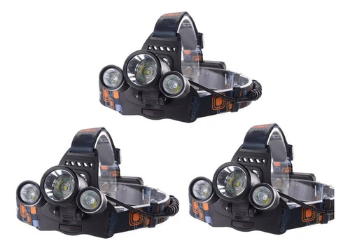 X3 Linterna Cabeza Frontal Led + Luz Trasera - Potente Y Dur