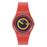 Reloj Swatch Swatch Concentric Red So28r702 Correa Rojo Bisel Rojo Fondo Rojo