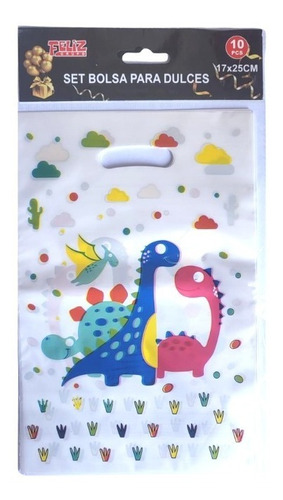 Set Bolsas Dulcera Sorpresas Cumpleaños X10un Dinosaurio