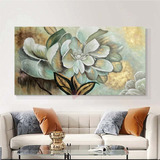 Cuadro Magnolia Flor Arte Abstracto Canvas Grueso 140x70cm 