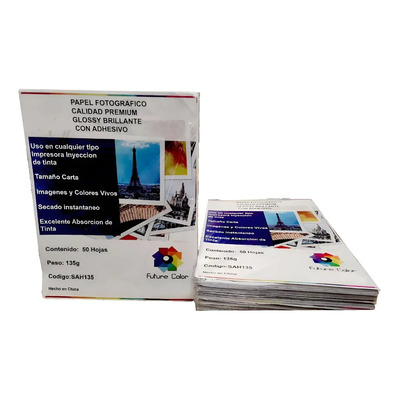 Papel Foto Adhesivo Carta 40 Paq 135 Gms Glossy 50 Hojas Blanco | Meses sin interés