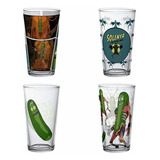 Juego 4 Vasos De Vidrio Rick And Morty Solenya 470 Ml