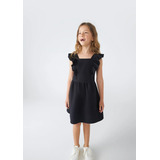 Vestido Infantil Com Babados Preto Hering 5b0k