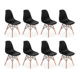 Conjunto 8 Cadeiras Charles Eames Eiffel Wood Base Madeira