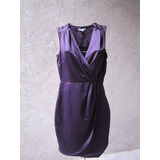 H&m Vestido Morado Satin Talla 2 Xs Midi