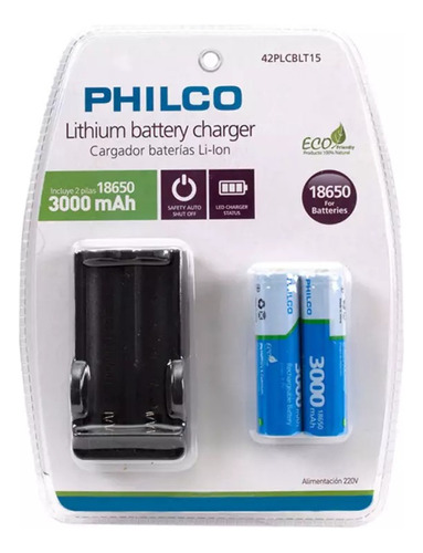 Cargador De Pilas + 2 Pilas Recargables 18650 3000mah Fj