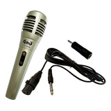 Microfone Dinâmico Ideal Para Karaoke Com Fio P10 Cabo 3m Cor Prateado