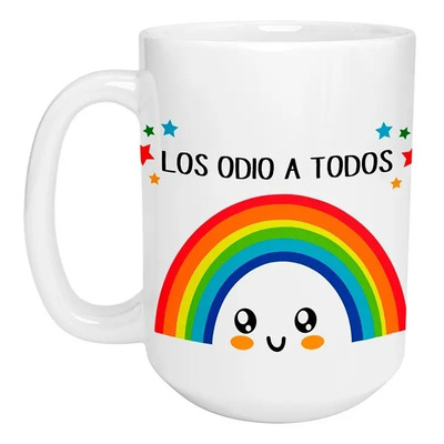 Taza Cerámica 425ml Arcoiris Los Odio a Personalizable Inestampable | Meses sin interés