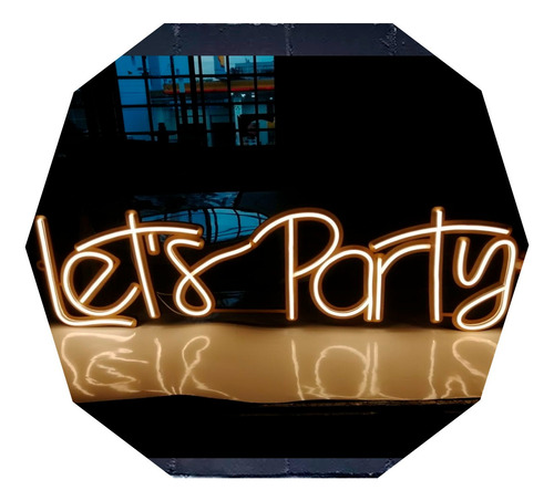 Cartel Let's Party Neón Led / Flex - Leyendas - Logos 