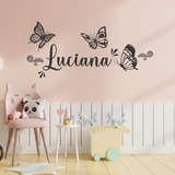 Vinilo Decorativo Nombre Personalizado Mariposa Mod 3 160x60