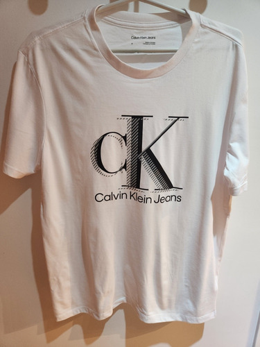 Remera Algodon Manga Corta Calvin Klein Blanca Importada