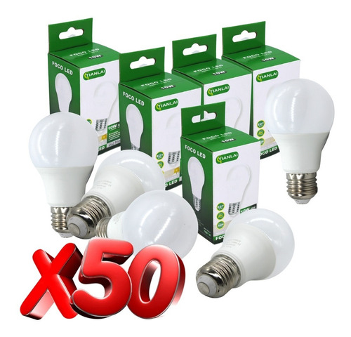 Pack De 50 Focos Led 10w Luz Blanca E27 