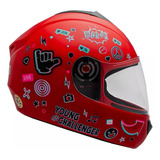 Capacete Infantil Moto Fly Young Live Vermelho Brilhante