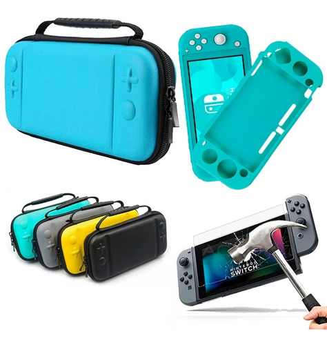 Estuche Para Nintendo Switch Lite + Mica Cristal 9h+ Bomper 