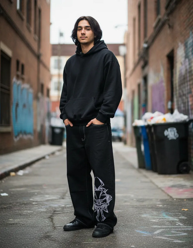 Jeans L Y2k, Corte Holgado Con Estampado Retro