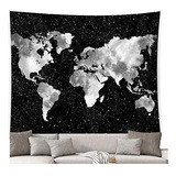 Starry World Map Tapestry/vintage Black & White Abstrac...