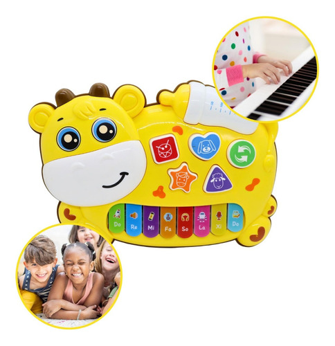 Pianinho Infantil Vaquinha Educacional Animais Sons Bebê