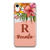 Capa De Celular Metade Cor Metade Flor Rosê C Nome