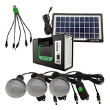 Kit Emergencia Camping Solar 3 Ampolletas Linterna+radio Mp3