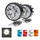 Par Faro 6 Led Redondo Auxiliar Estrobo Auto Moto 12w F1