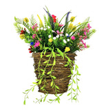 Cesta Colgante Para Puerta Delantera De Flores Artificiales,