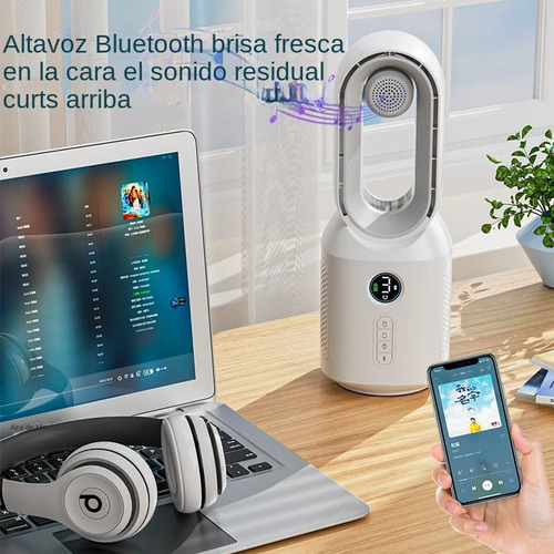 Ventilador Sin Aspas Con Bocinas Bluetooth, Luz Nocturna