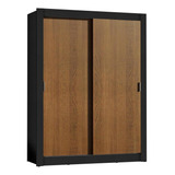 Guarda-roupa Solteiro Denver Madesa 2 Portas De Correr Pru Cor Preto/rustic 1094d8