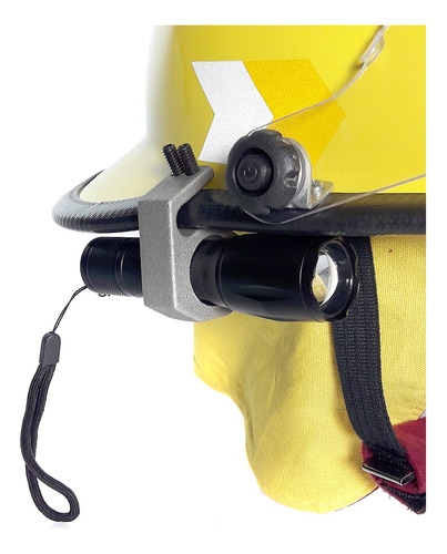 Combo Soporte + Linterna T6 Potente Para Casco De Bomberos