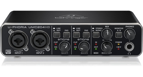 Behringer Umc204hd Interfaz Audio 2 In/ 4 Out 2 Mic