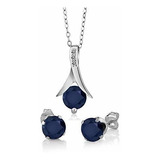 Conjunto Joyas Plata Con Zafiros Azules Y Diamantes Blancos