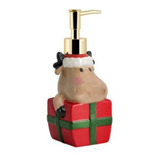 Dispensador Despachador Jabonero Navideño Cerámico Figuras Color Reno