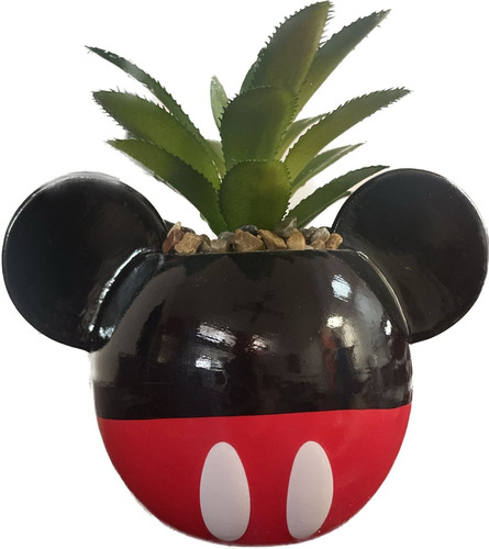 Mini Florero Maceta De Mickey Con Planta Artificial Original