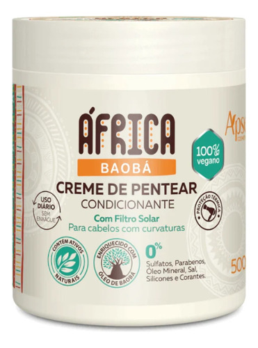 Creme De Pentear Condicionante Africa Baobá Apse 500g