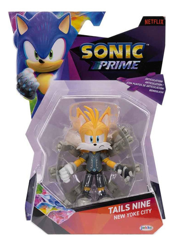 Boneco Tails Nine New Yoke Articulável Sonic Prime Sunny