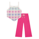 Conjunto Infantil Kukie Verão Com Calça E Blusa Crochê 3d