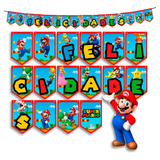 Banderín Mario Bros Letrero Banner Cumpleaños Imprimible Pdf