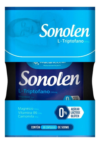 L Triptofano 60 Capsulas 500mg Precursor Sono Magnésio Vit 6 Sabor Sonolen