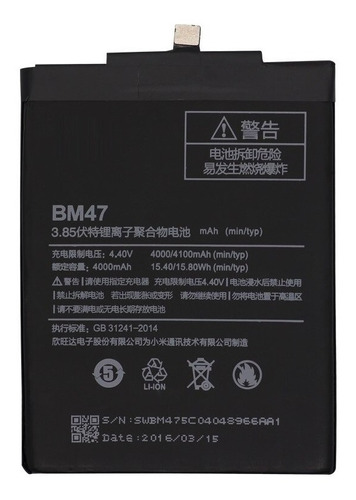 Bateria Bm47 Xiaomi Redmi 3 / 3s / 3x / 3 Pro / 4x 4000mah