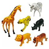 6 Brinquedo Animais Selvagens Miniatura De Borracha Grandes 